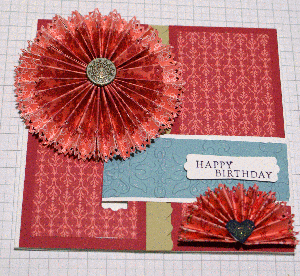 fan fold flower, greeting card, handmade, designer paper