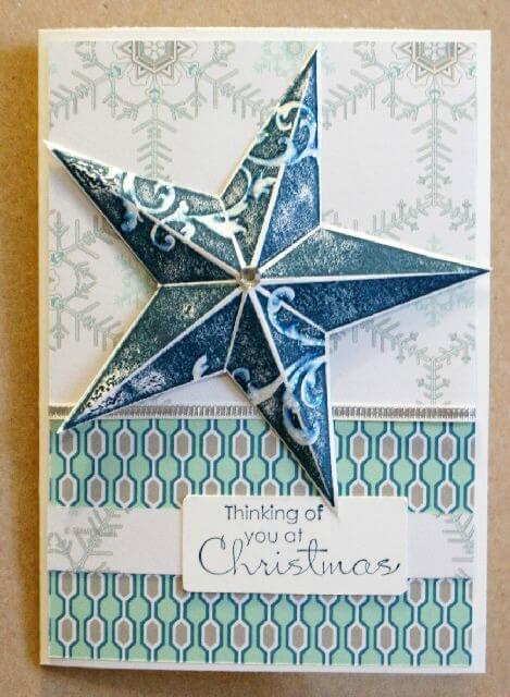 Make a three dimensional paper star to adorn your Christmas cards this year. Find out how to make it here. Christmas Star Card