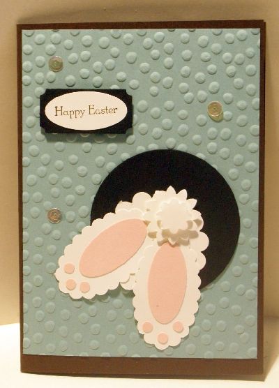 A paper punch Easter bunny handmade greeting card.