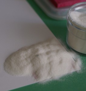 Be generous with pouring embossing powder on stamped images to ensure good coverage. heat embossing