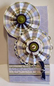 fan fold flower, rosette, greeting card, handmade, designer paper