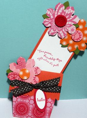 Card flower pot showing the note card