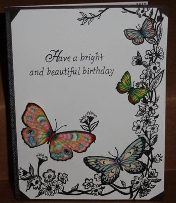 Pen and Ink Flower Border with Butterflies Card