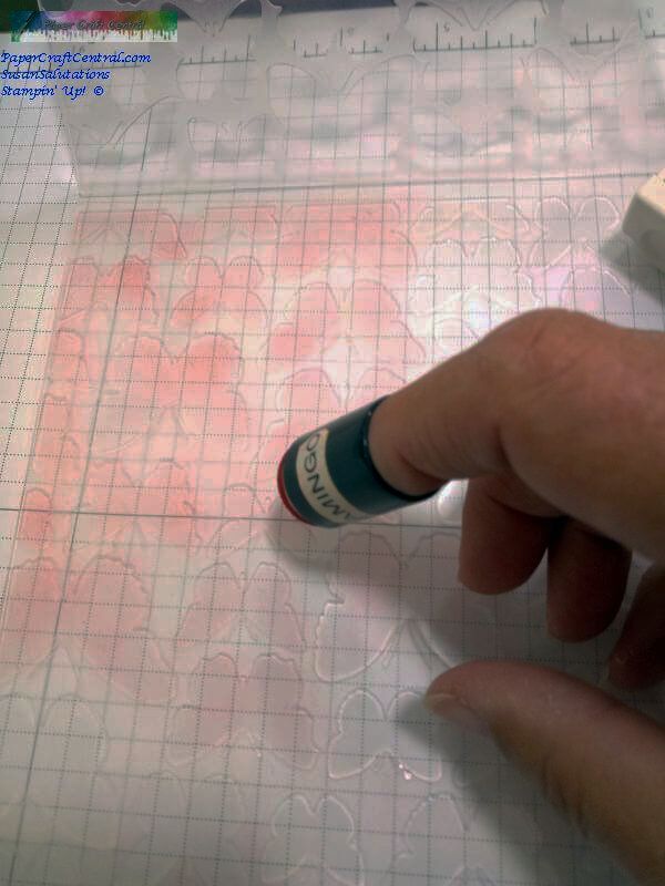 Use an ink dauber to apply ink to your embossing folders. CHoose either the embossed or debossed side for different effects. Inking embossing folder with ink dauber