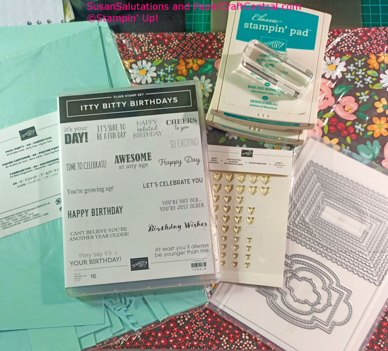 Here are the supplies I chose to make my next birthday cards Itty Bitty Birthdays