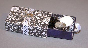 How my altered matchbox looked when it was finished. There is a tutorial on PaperCraftCentral.com for this project. Finished altered macthbox