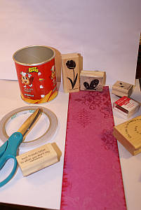 Supplies for decorating a tin